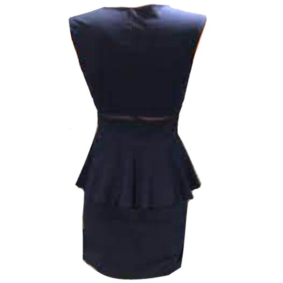 Brand New Victoria’s Secret Moda Intl’ Navy Blue Ponte Knit & Mesh Peplum Dress - Picture 3 of 13